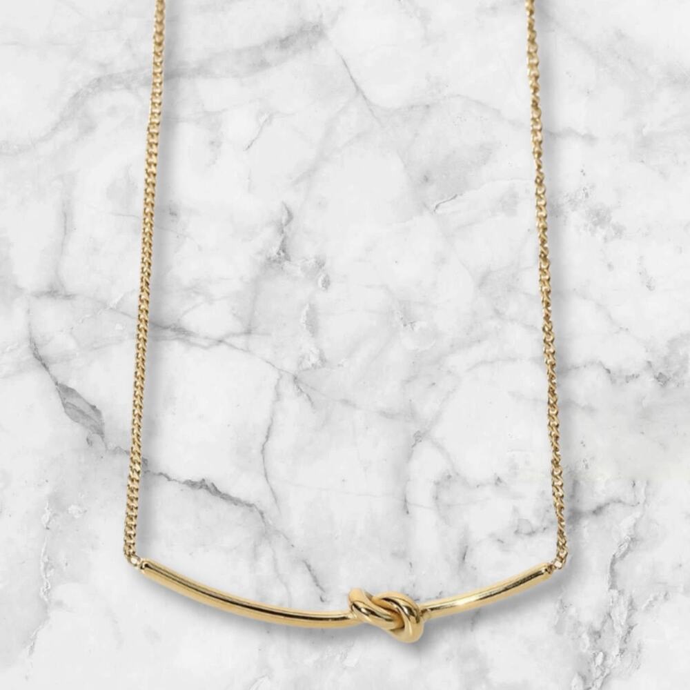 NEW 18K yellow gold plated knot bar pendant necklace jewelry B27A